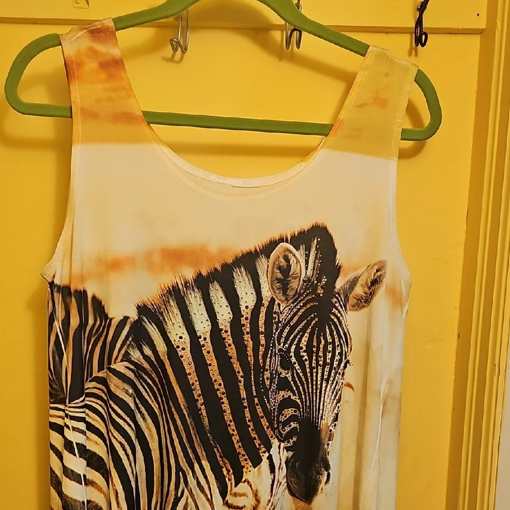 Wild Zebra Print Sleeveless Tunic - Picture 1 of 7